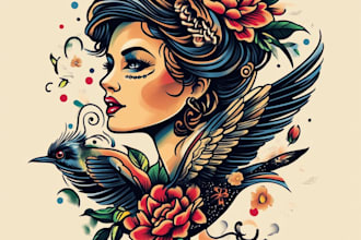 create awesome old school tattoo style design