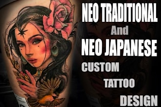 create custom neo traditional neo japanese tattoo designs
