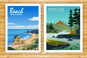 make the best retro vintage poster design travel, event, with vector file