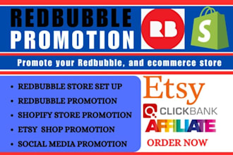 promote your redbubble, clickbank affiliate link, etsy and shopify marketing