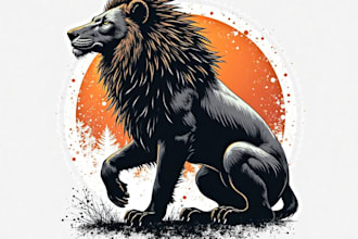 create animal linocut tshirt design for brands