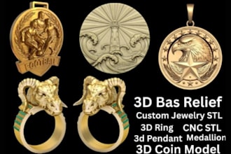 3d sculpture printable bas relief medallion portrait ring pendant cnc zbrush stl