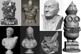 sculpt 3d head bust articulated action figure 3d bas relief 3d coin for print