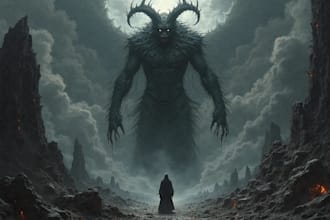 draw detailed dark art illustration metal album cover
