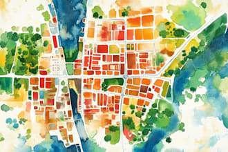 design fantasy map illustration isometric map, or city map