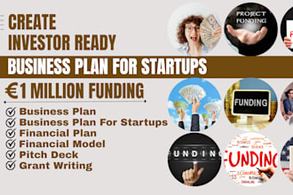 develop investor ready business plan for startups, pitch deck and financial plan
