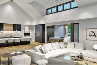 optimize bespoke kitchen interior,cabinetry design,livingroom render,3dlightning