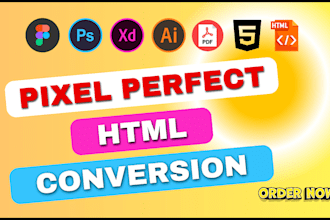 convert PSD to HTML, xd to html, figma to HTML, pdf to HTML