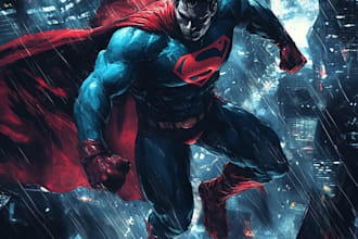 draw comic book, cover and superhero comic character