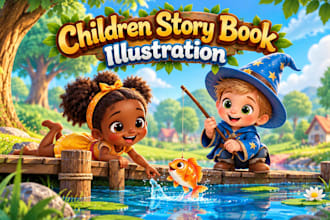 draw children book illustration and 3d children book illustrations