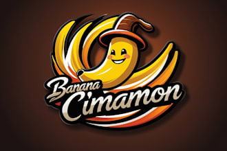 create modern banana cinnamon logo free source file