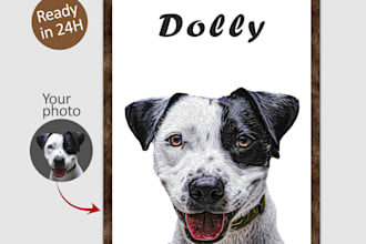 draw your dog, digital pet, animal cartoon vector portrait