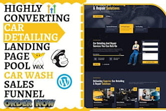 design auto detailing landing page car detailing website car wash sales funnel