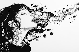 draw simple black and white illustration