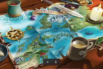 create event, tourist and fantasy map illustration