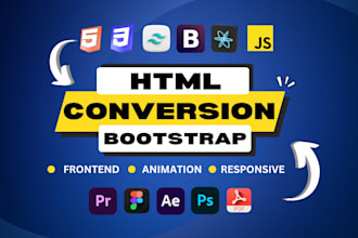 convert psd to html, xd to html, figma to html conversion responsive bootstrap