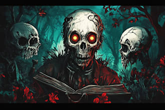 create detailed dark, horror, metal, creepy art illustration