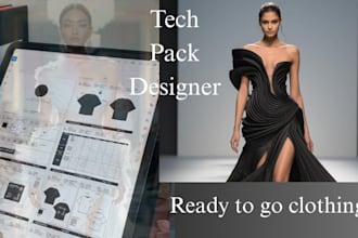 design fashion tech pack clothing tech pack and technical flat sketch