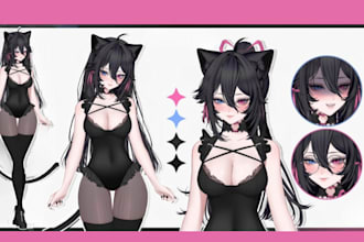 draw live2d vtuber model in art style , png tuber models  ready to rig