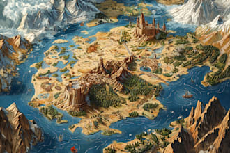 draw fantasy map illustration or site plan in illustrator