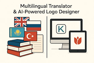 multilingual translator ai logo designer  english, russian, kazakh,turkish
