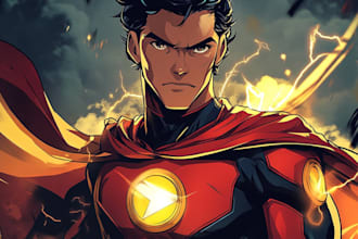 make a superhero cartoon characters for your stilly