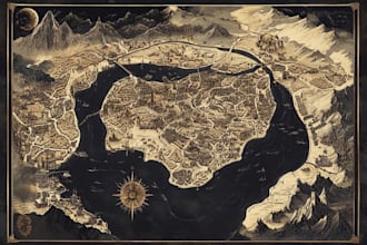 draw a fantasy map illustration for you