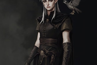 draw concept art of  medieval, dark fantasy  character