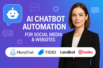 setup ai chatbot automation manychat live chatfuel race tidio twilio landbot
