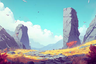 draw detailed digital fantasy landscape art