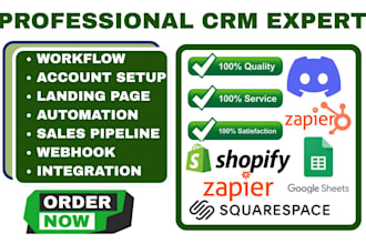 setup zapier integration discord google sheet squarespace shopify crm expert