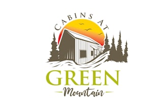 make a vintage mountain cabin logo include all file