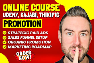 udemy course promotion, udemy course marketing, thinkific kajabi sales funnel