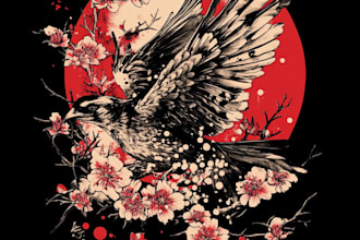 create a japanese t shirt illustration