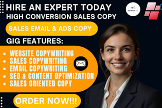 write captivating sales email copy, website copywriting sales copy and ad copy