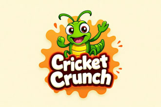 design an awesome  cricket crunch mascot logo  with express delivery