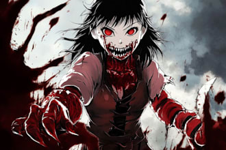 draw bloody horror illustration
