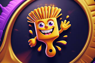 make creative golden brushes logo in just two days