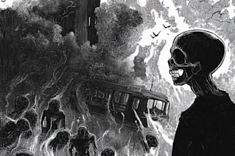 draw detailed black and white illustration