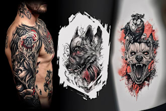 draw custom tattoo design realistic,  tattoo artist