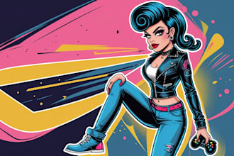 do amazing rockabilly girl logo with unlimited revisions