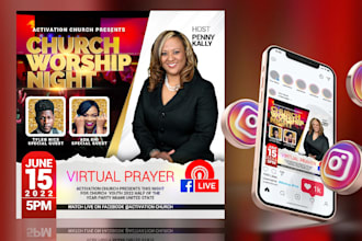 linkedin profile profile, backdrop banner, church flyer and postcard design
