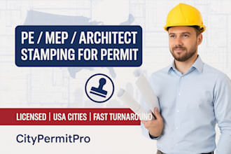 do architectural stamp, mep stamp, pe stamp, and seal for USA city permit