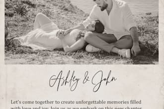 custom elegant wedding invitation design, done in 1 day