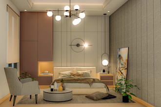 do interior design for bedroom and 3d render