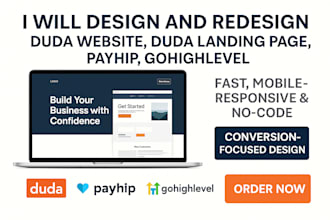 design and redesign duda website duda landing page payhip gohigh level