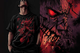 draw dark art badass anime fanart t shirt design or merch