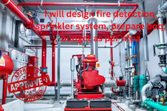 design fire detection, sprinkler system, prepare boq, budget as per nfpa
