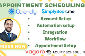 setup calendly, booking, appointments, acuity scheduling