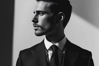 create dramatic black and white portraits with cinematic lighting